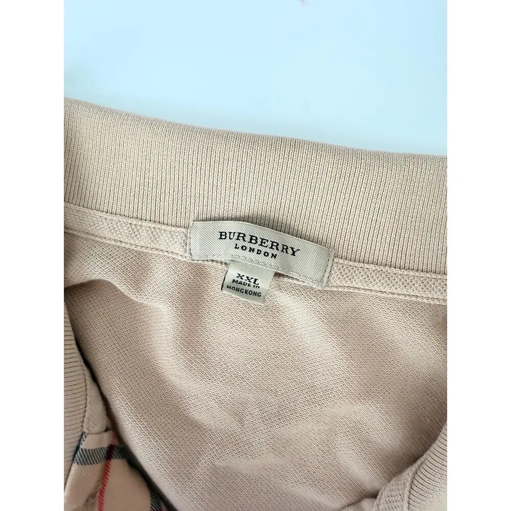 Tan Burberry Polo Shirt - Size XXL- 100% Cotton - Picture 4 of 5
